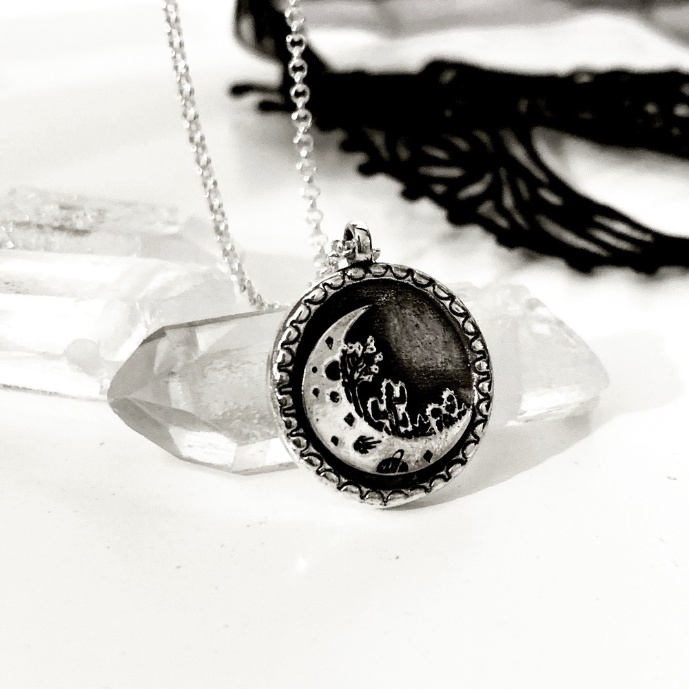 Sterling silver moon dessert necklace